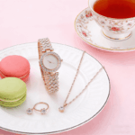 Rose Gold Single Row Zircon Ladies Fashion Watch Set - Image 4