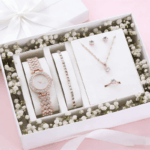 Rose Gold Single Row Zircon Ladies Fashion Watch Set - Image 2