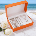 Rose Gold Single Row Zircon Ladies Fashion Watch Set - Image 6